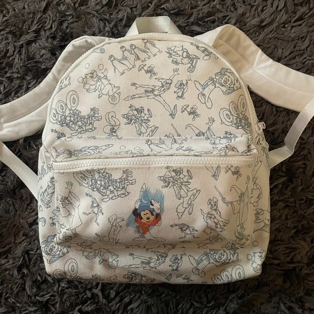 DISNEY PARKS Ink and Paint Backpack Mini Mickey Mouse Color White Bambi